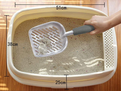 Durable Metal Cat Litter Scoop with Deep Shovel and Ergonomic Handle, Heavy-Duty Solid Aluminum, Jumbo Size, Grey